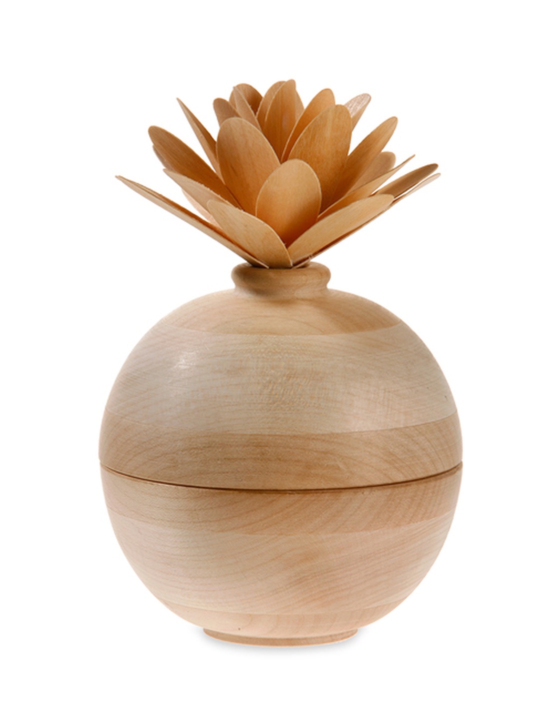 Wood Flower in legno chiaro, con petali diffusori in midollino